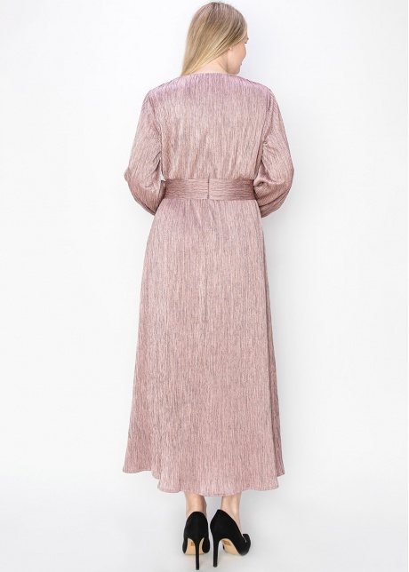 Rose Shimmer Long Sleeve Dress