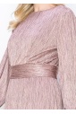 Rose Shimmer Long Sleeve Dress