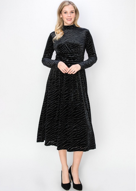 Black Velvet Midi Dress