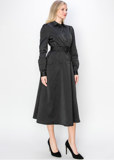 Black Belted A-Line Shirt Dress