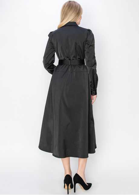 Black Belted A-Line Shirt Dress