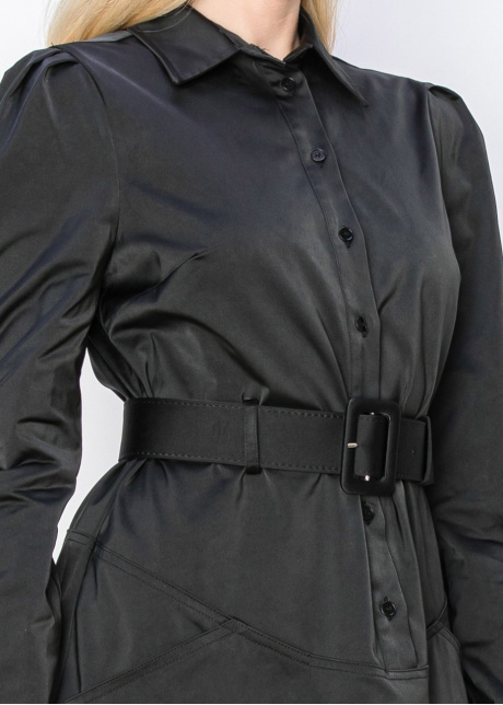 Black Belted A-Line Shirt Dress
