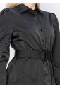 Black Belted A-Line Shirt Dress