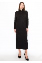 Black Knit Midi Dress with Button Detail