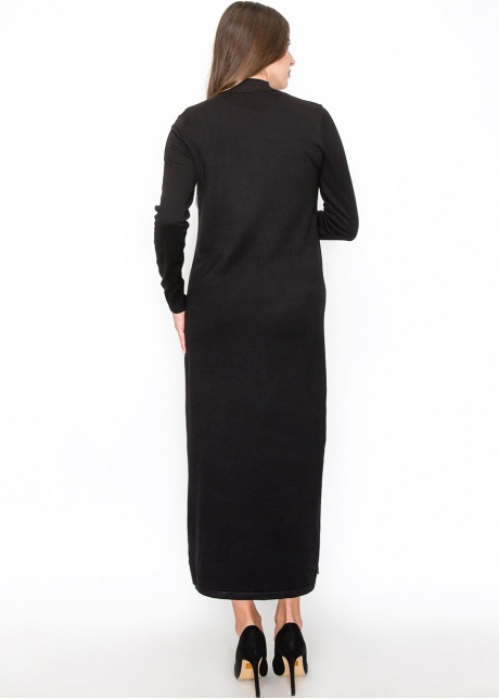Black Knit Midi Dress with Button Detail