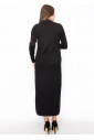 Black Knit Midi Dress with Button Detail