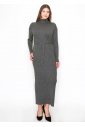 Long Grey Knit Dress with Belt