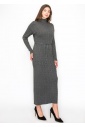 Long Grey Knit Dress with Belt