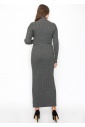 Long Grey Knit Dress with Belt