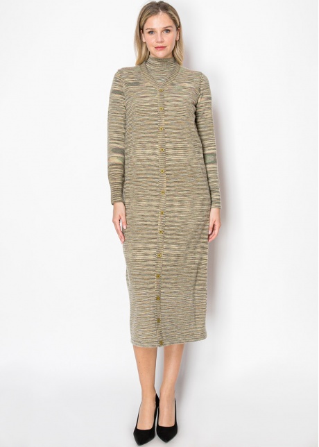 Olive Striped Mock Turtleneck Sweater