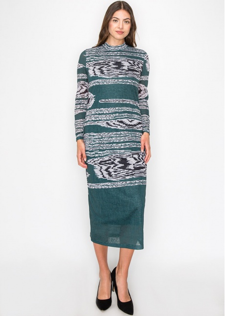 Artistic Green Print Dress