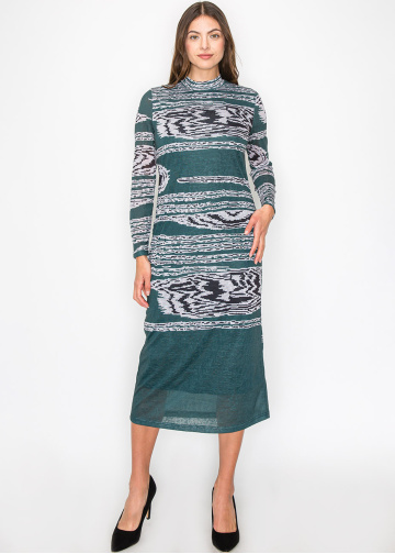 Artistic Green Print Dress