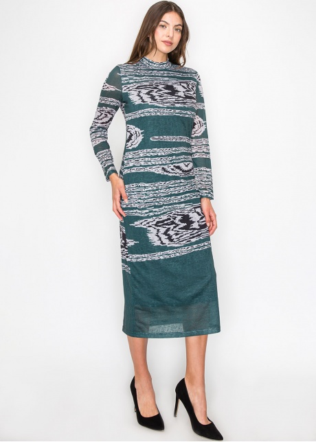 Artistic Green Print Dress