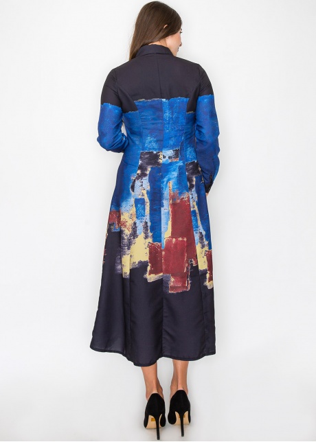 Midnight Blue Paint Stroke Shirt Dress
