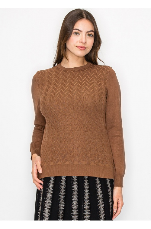 Camel Knit with Chevron Detail