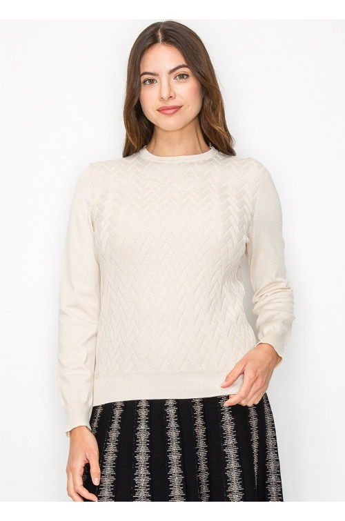 Ivory Chevron Detail Sweater