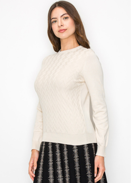 Ivory Chevron Detail Sweater