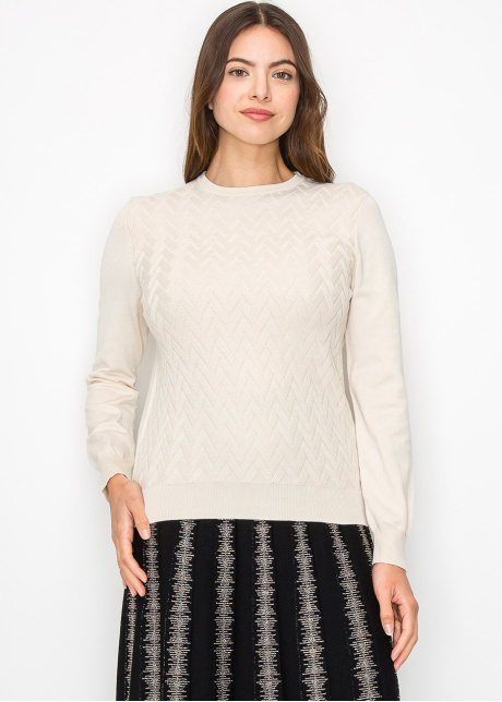 Ivory Chevron Detail Sweater