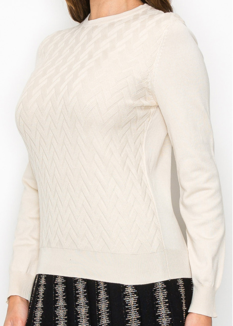 Ivory Chevron Detail Sweater