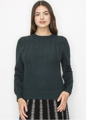 Hunter Green Chevron Knit Sweater