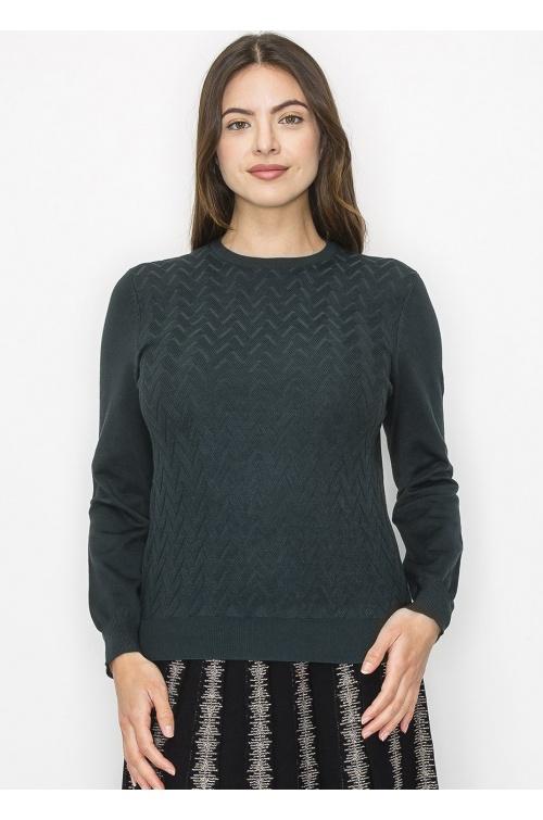 Hunter Green Chevron Knit Sweater