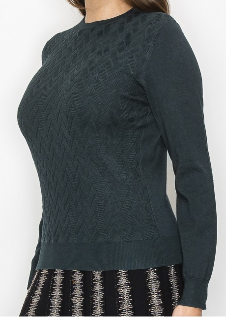 Hunter Green Chevron Knit Sweater