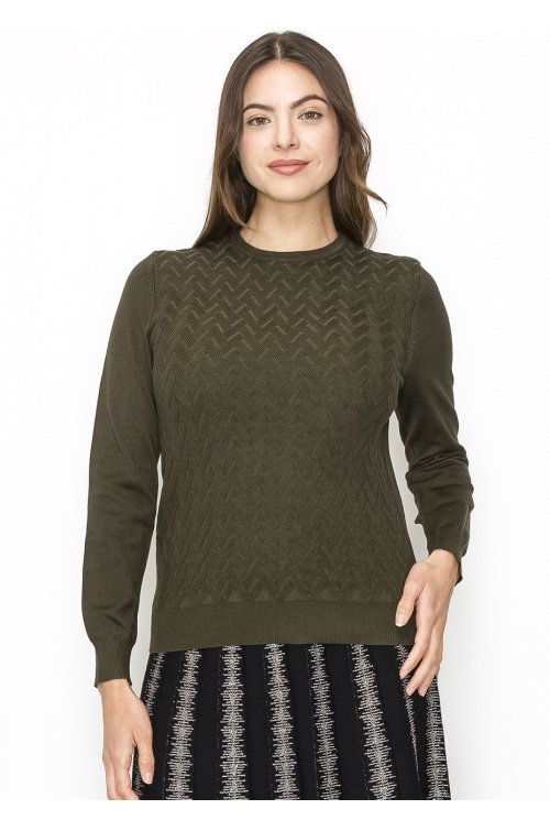 Classic Olive Chevron Sweater