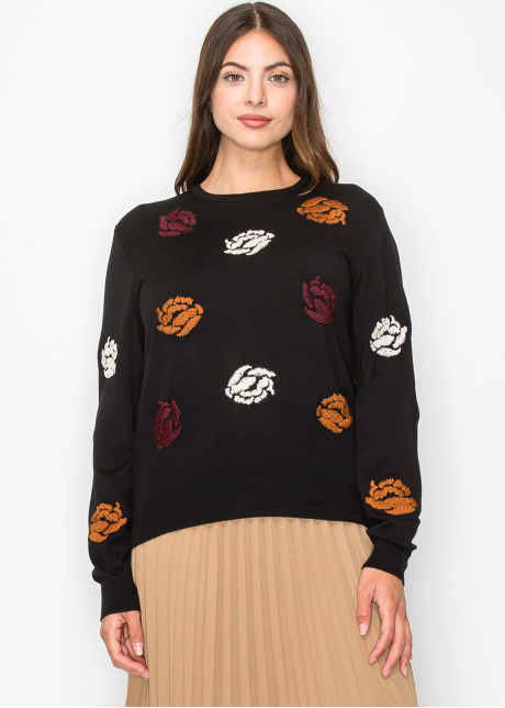 Black Garden Embroidered Sweater