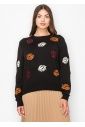 Black Garden Embroidered Sweater