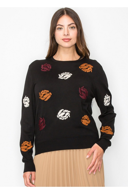 Black Garden Embroidered Sweater