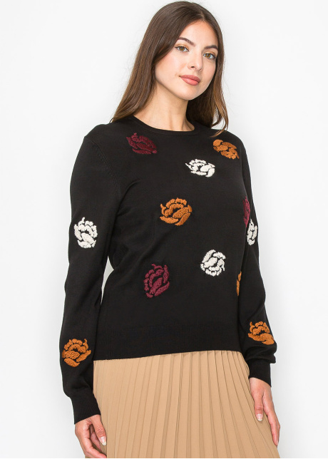 Black Garden Embroidered Sweater