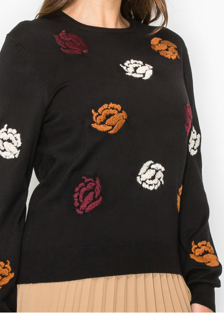 Black Garden Embroidered Sweater