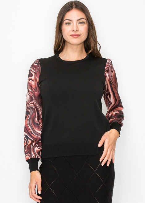 Marble Print Sleeve Top Marble Print Sleeve Top