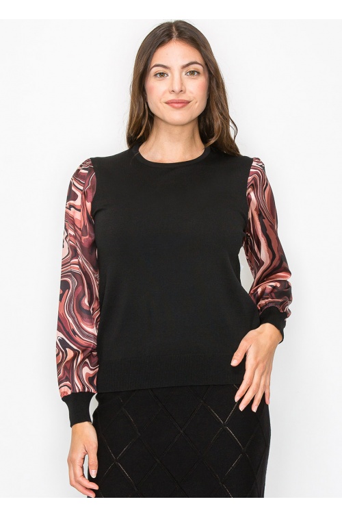 Marble Print Sleeve Top