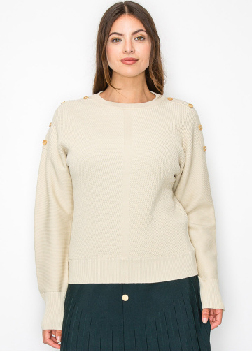 Casual Charm Button Detail Sweater