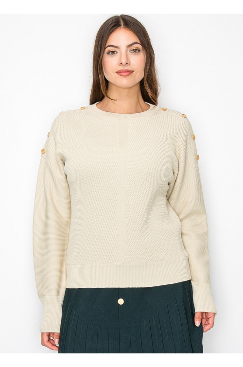 Casual Charm Button Detail Sweater