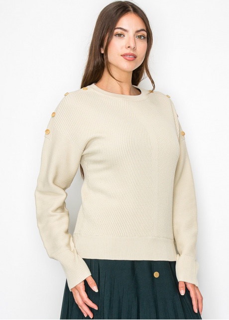 Casual Charm Button Detail Sweater