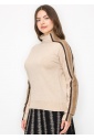 Striped Sleeve Mock Neck Pullover