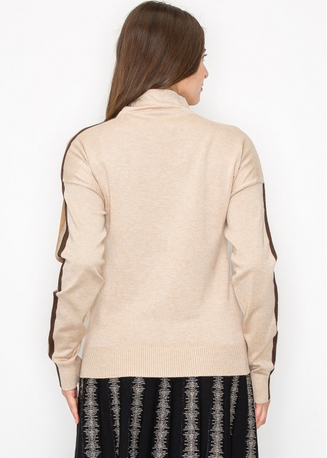 Striped Sleeve Mock Neck Pullover