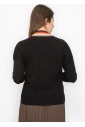 Black Sweater with Colorful V-Neck Detail