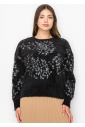 Black Fuzzy Sweater with Silver Accents