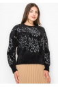 Black Fuzzy Sweater with Silver Accents