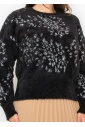 Black Fuzzy Sweater with Silver Accents