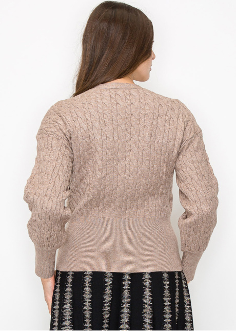 Taupe Cable-Knit Wrap Sweater