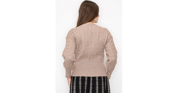 Yecca Vecca Taupe Cable Knit Sweater selling Size F Medium ~