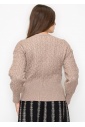 Taupe Cable-Knit Wrap Sweater