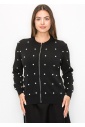 Pearl Embellished Black Knit Jacket