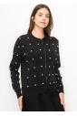 Pearl Embellished Black Knit Jacket