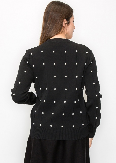Pearl Embellished Black Knit Jacket