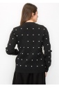 Pearl Embellished Black Knit Jacket